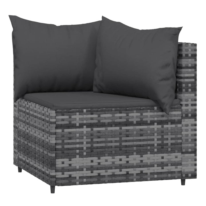 hjørnemoduler til havesofa 2 stk. med hynder polyrattan grå