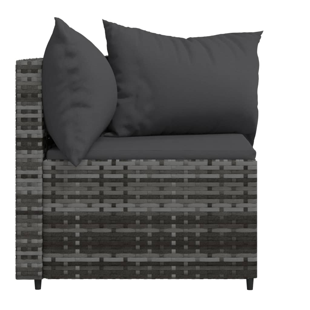 hjørnemoduler til havesofa 2 stk. med hynder polyrattan grå