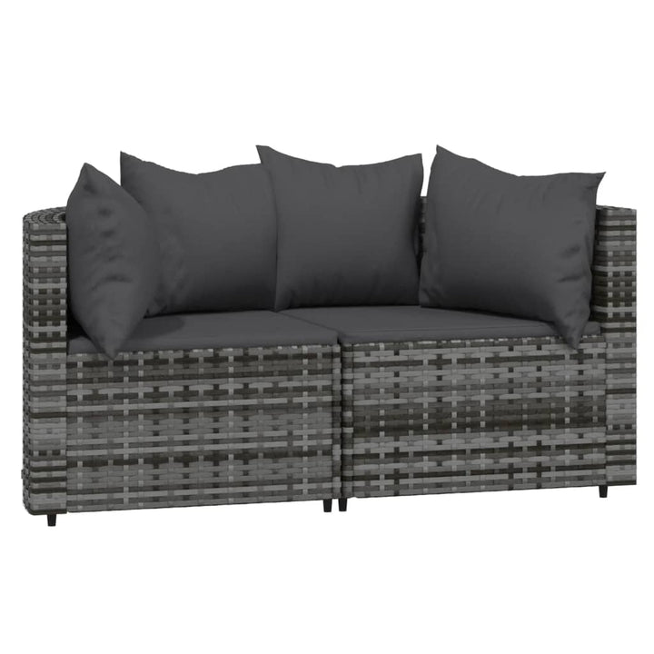 loungesæt til haven 3 dele med hynder polyrattan grå
