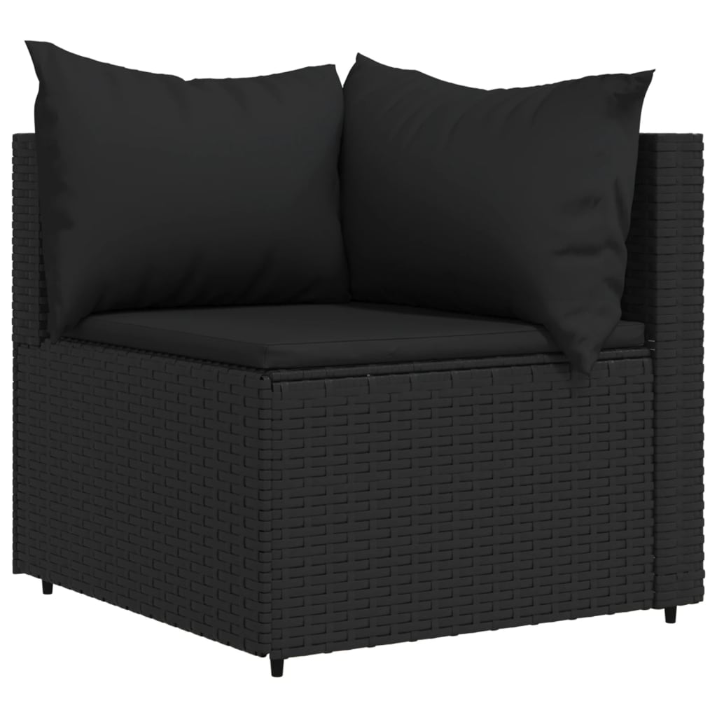 hjørnemoduler til havesofa 2 stk. med hynder polyrattan sort