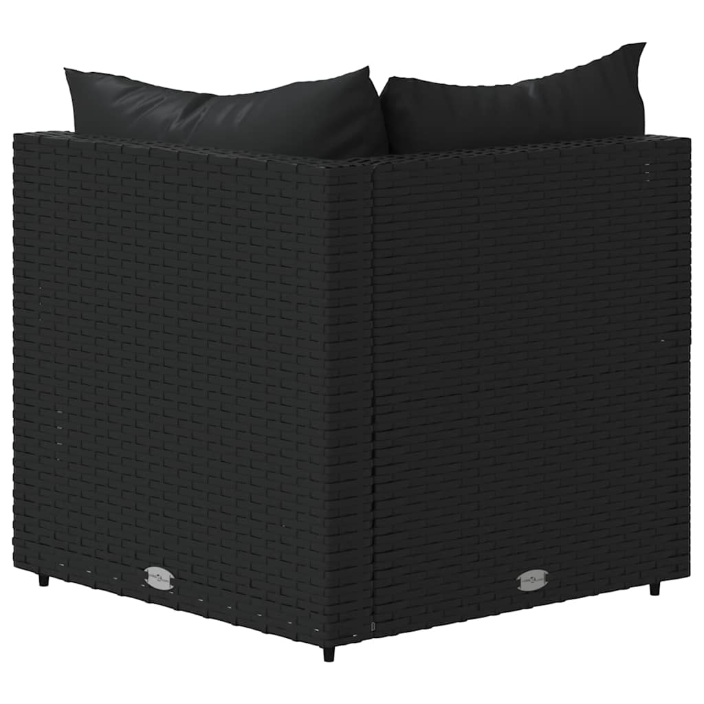 hjørnemoduler til havesofa 2 stk. med hynder polyrattan sort