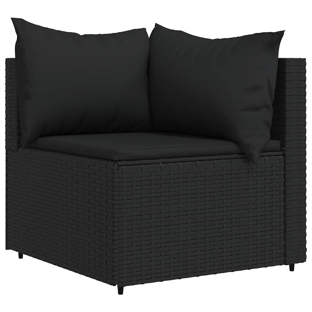 loungesæt til haven 3 dele med hynder polyrattan sort