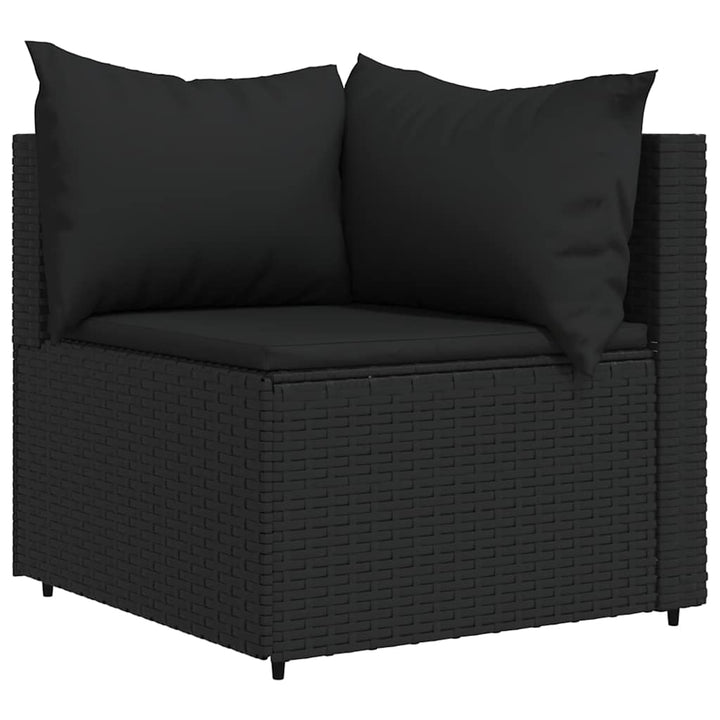 loungesæt til haven 3 dele med hynder polyrattan sort