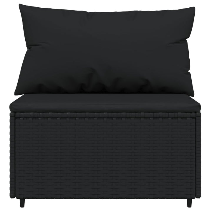 loungesæt til haven 4 dele med hynder polyrattan sort