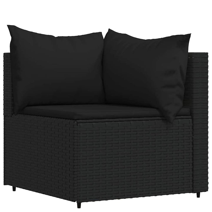 loungesæt til haven 3 dele med hynder polyrattan sort