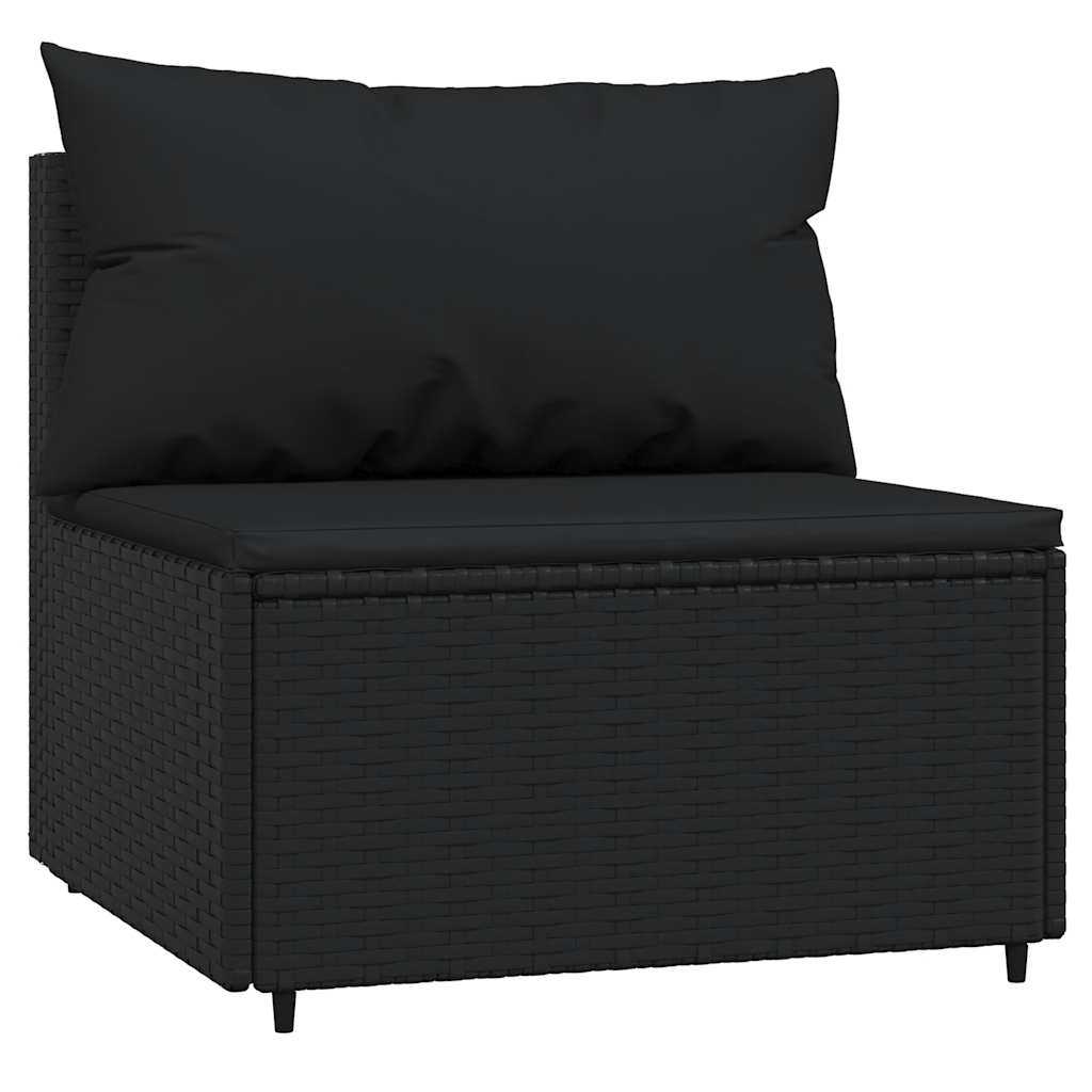 loungesæt til haven 3 dele med hynder polyrattan sort