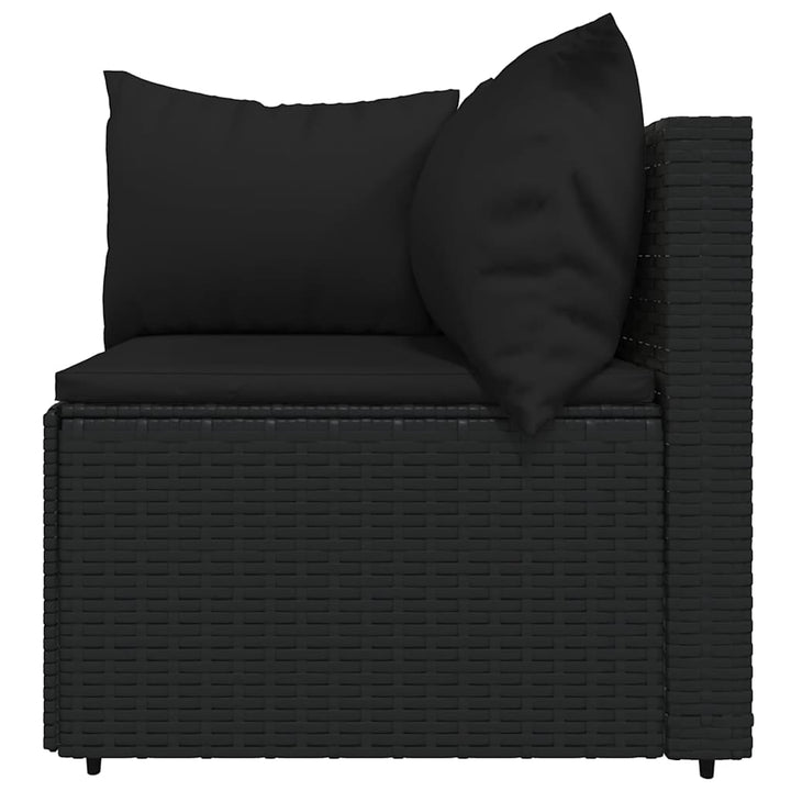 loungesæt til haven 3 dele med hynder polyrattan sort