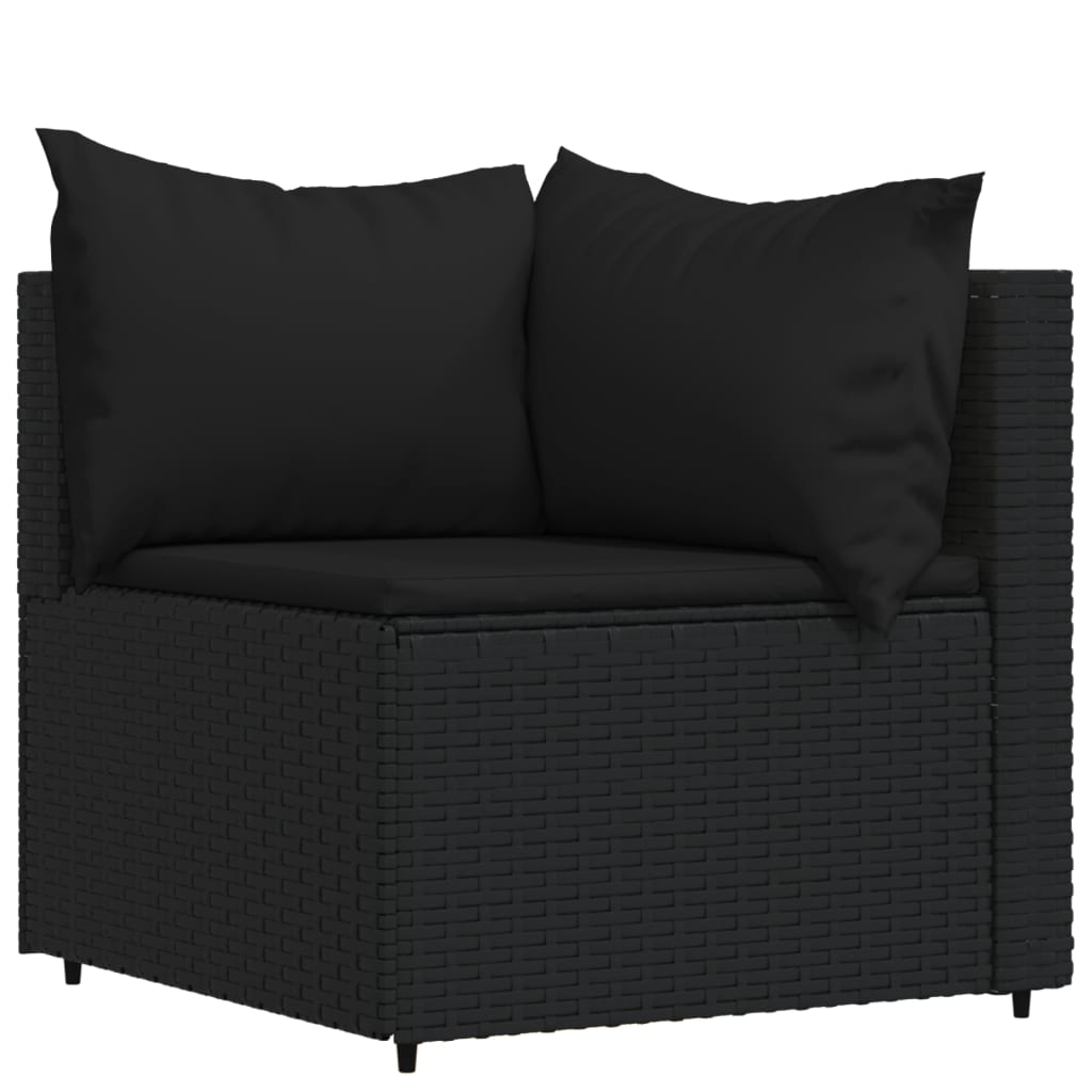 loungesæt til haven 4 dele med hynder polyrattan sort