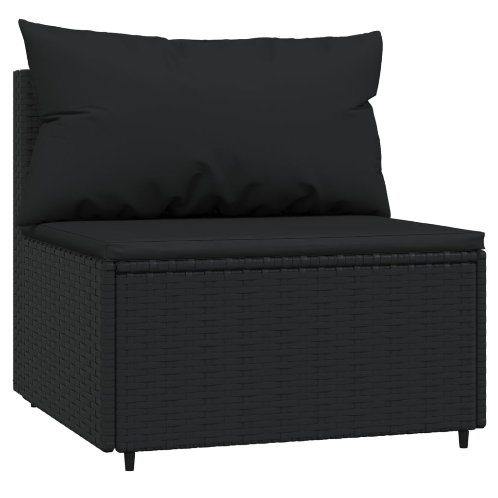 loungesæt til haven 4 dele med hynder polyrattan sort
