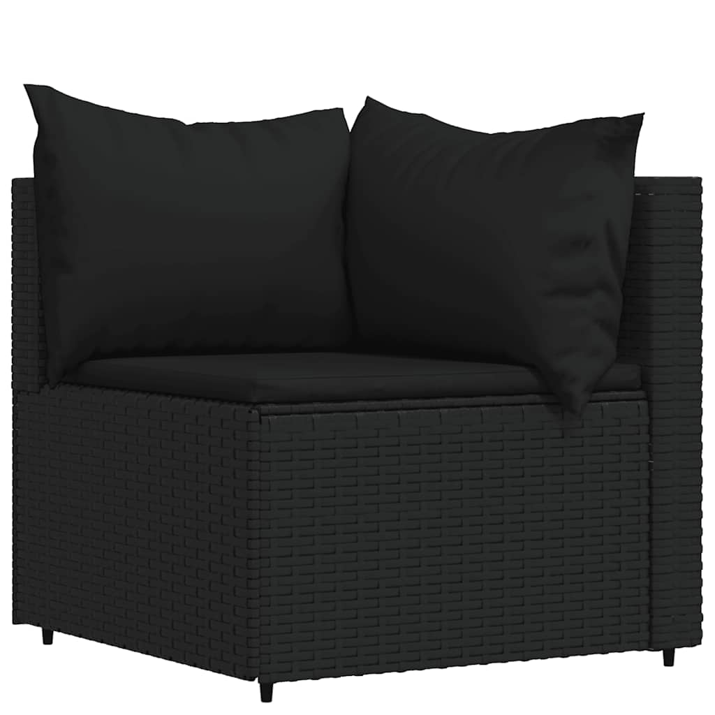 loungesæt til haven 4 dele med hynder polyrattan sort