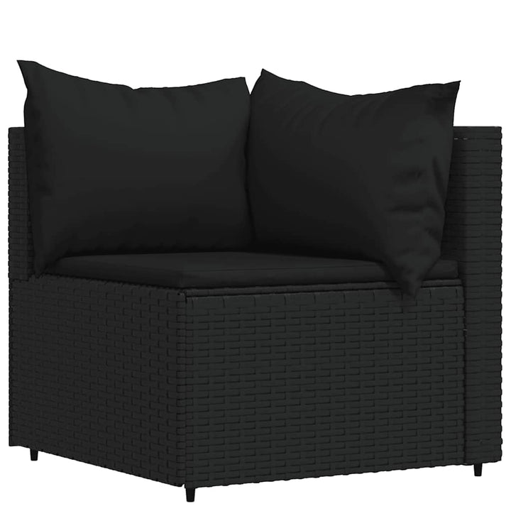 loungesæt til haven 4 dele med hynder polyrattan sort