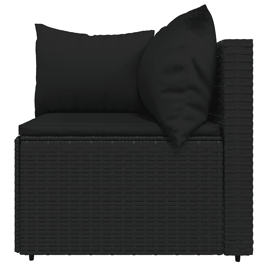 loungesæt til haven 4 dele med hynder polyrattan sort