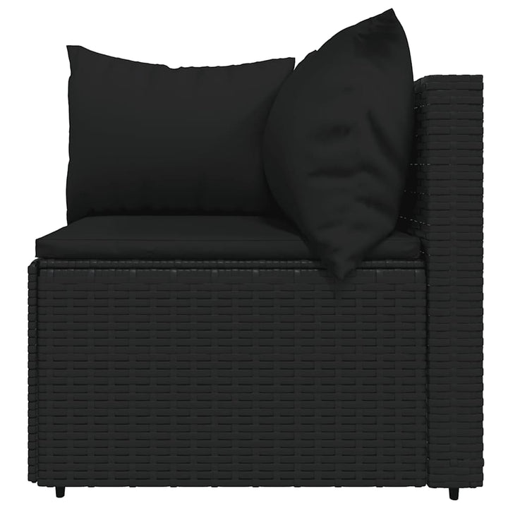 loungesæt til haven 4 dele med hynder polyrattan sort