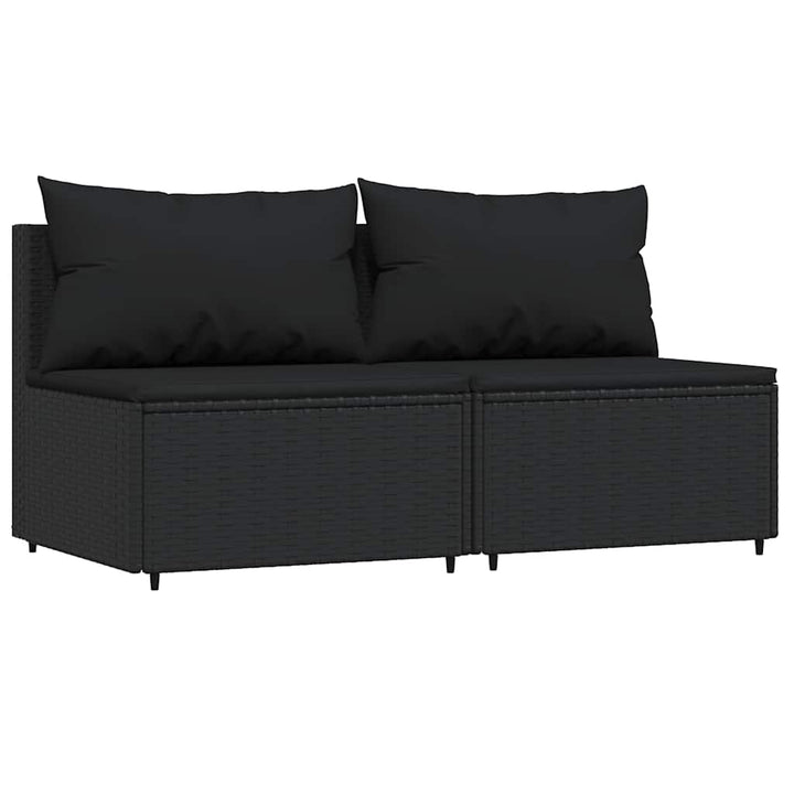 loungesæt til haven 3 dele med hynder polyrattan sort