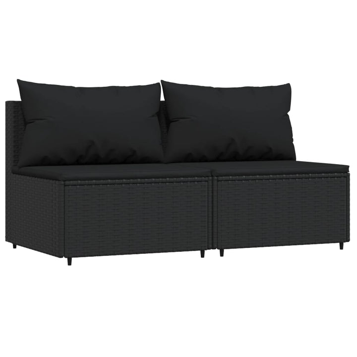 loungesæt til haven 3 dele med hynder polyrattan sort