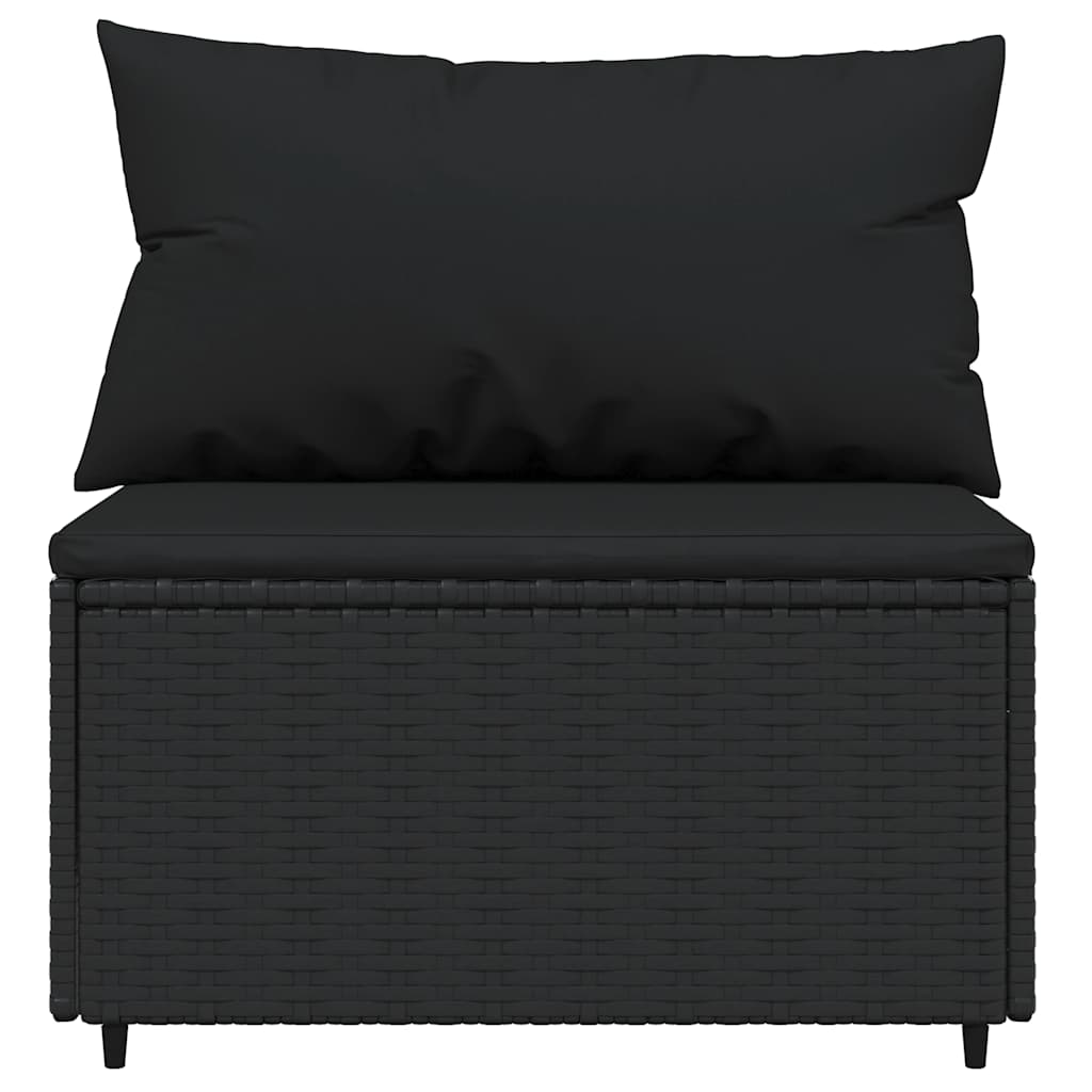 loungesæt til haven 3 dele med hynder polyrattan sort