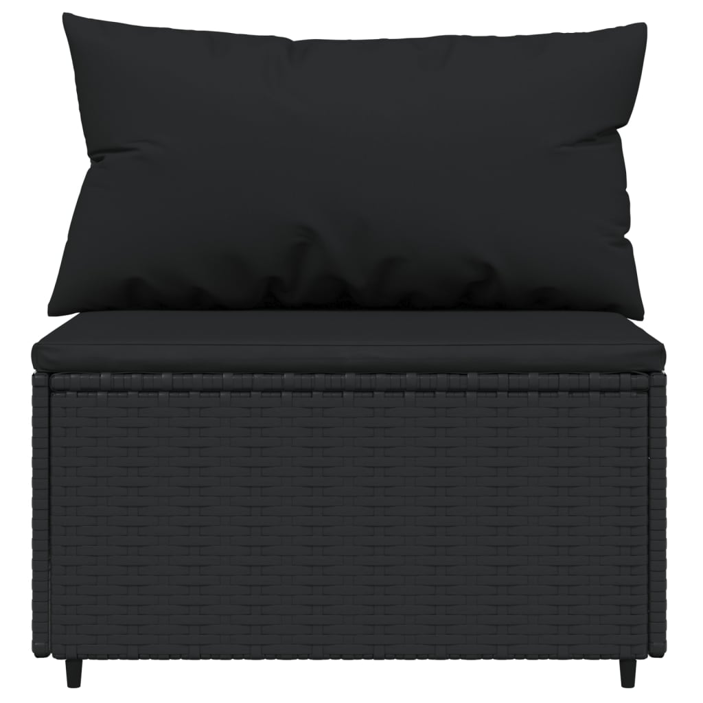 loungesæt til haven 3 dele med hynder polyrattan sort