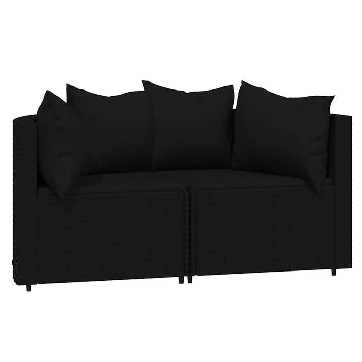 loungesæt til haven 3 dele med hynder polyrattan sort