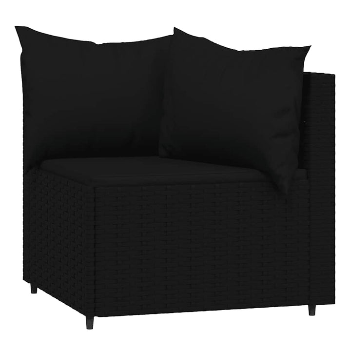 loungesæt til haven 3 dele med hynder polyrattan sort