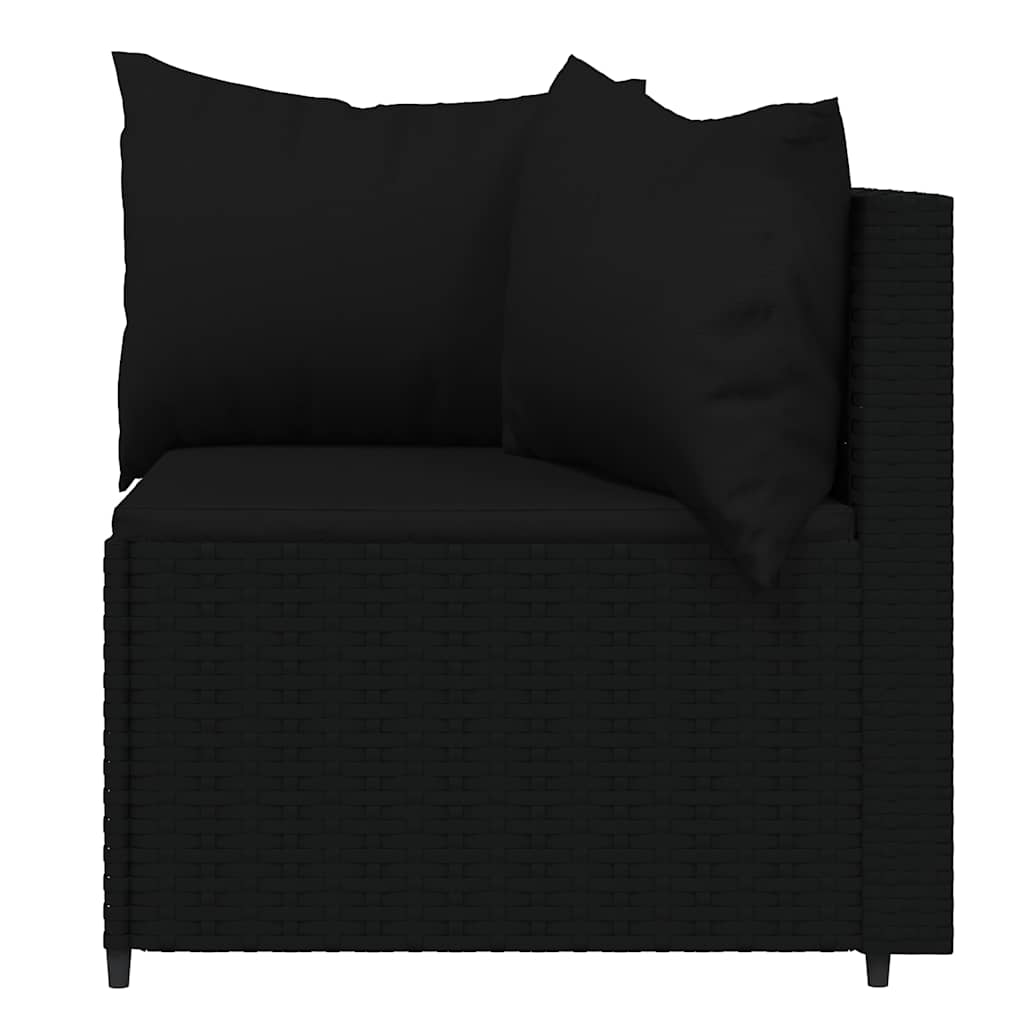 loungesæt til haven 3 dele med hynder polyrattan sort