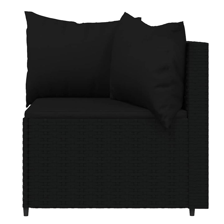 loungesæt til haven 3 dele med hynder polyrattan sort