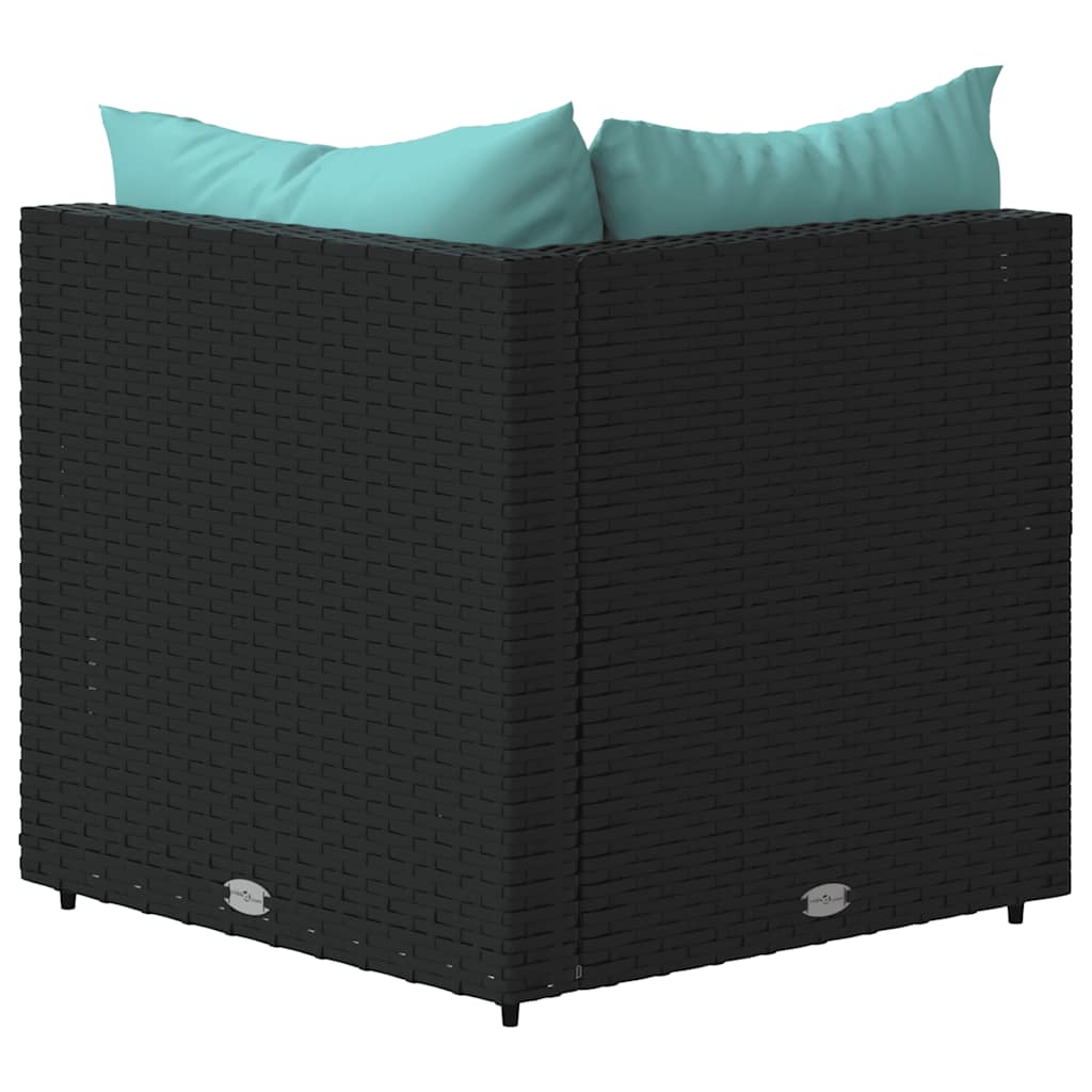 hjørnemoduler til havesofa 2 stk. med hynder polyrattan sort
