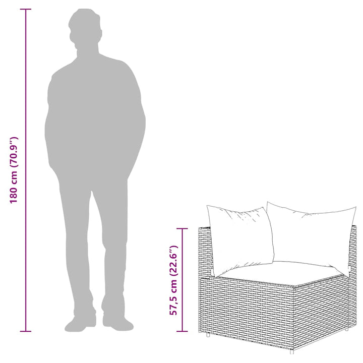 hjørnemoduler til havesofa 2 stk. med hynder polyrattan sort