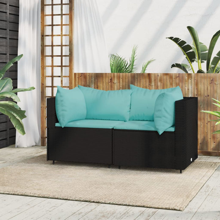 hjørnemoduler til havesofa 2 stk. med hynder polyrattan sort