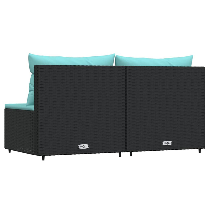 midtermoduler til havesofa 2 stk. med hynder polyrattan sort