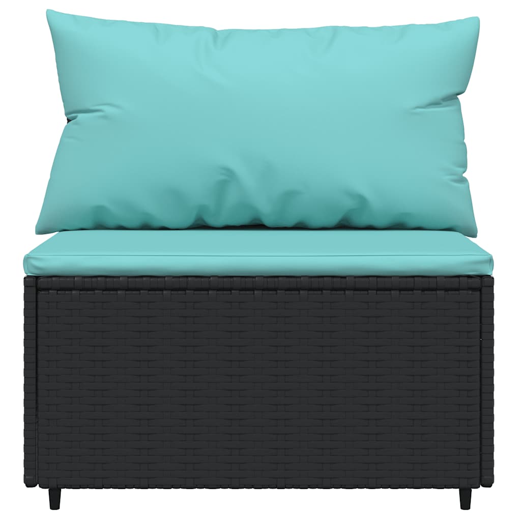 midtermoduler til havesofa 2 stk. med hynder polyrattan sort