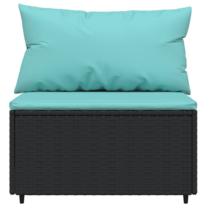 midtermoduler til havesofa 2 stk. med hynder polyrattan sort