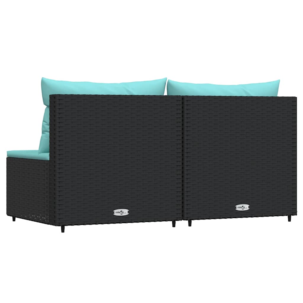 midtermoduler til havesofa 2 stk. med hynder polyrattan sort