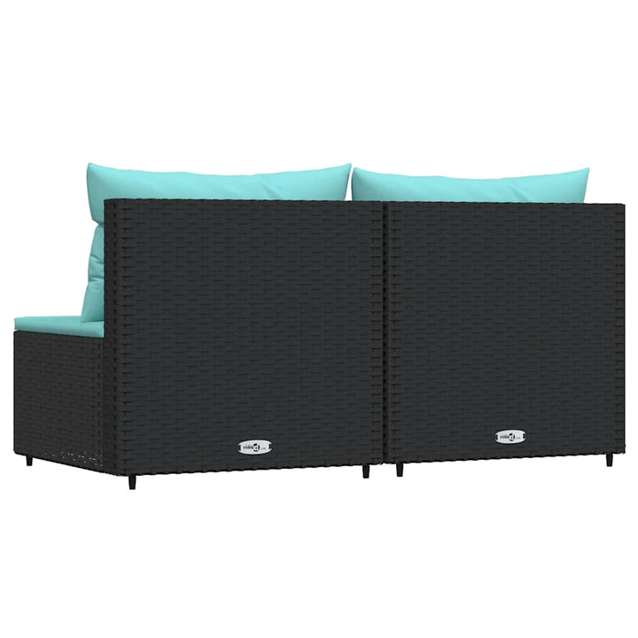 midtermoduler til havesofa 2 stk. med hynder polyrattan sort