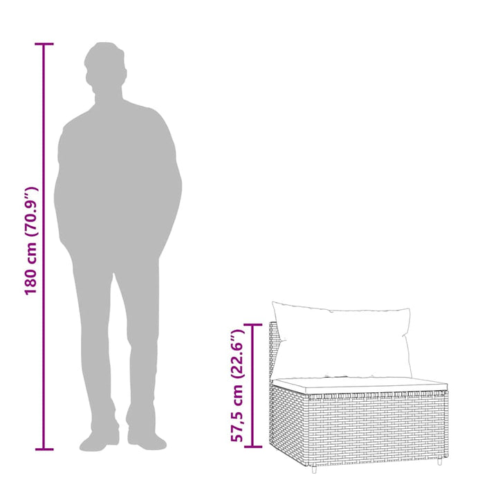 midtermoduler til havesofa 2 stk. med hynder polyrattan sort