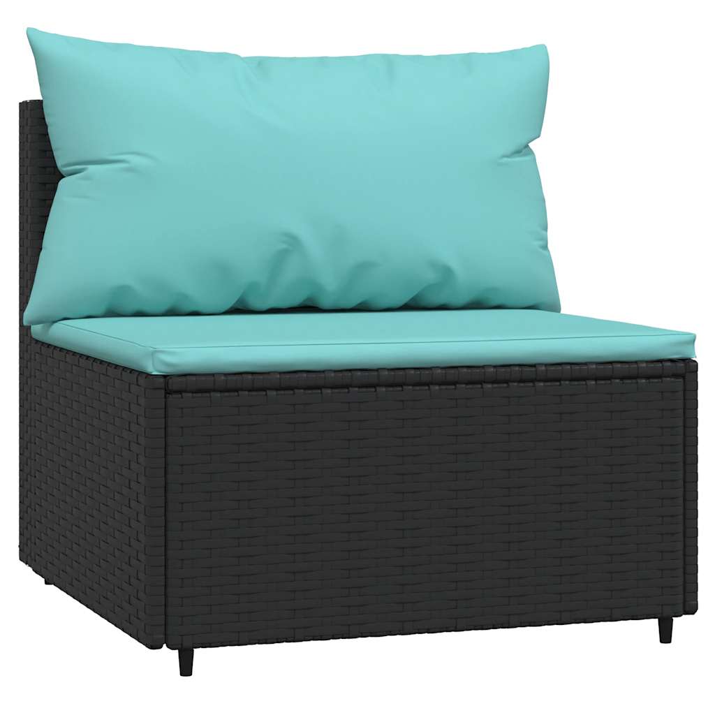 loungesæt til haven 3 dele med hynder polyrattan sort