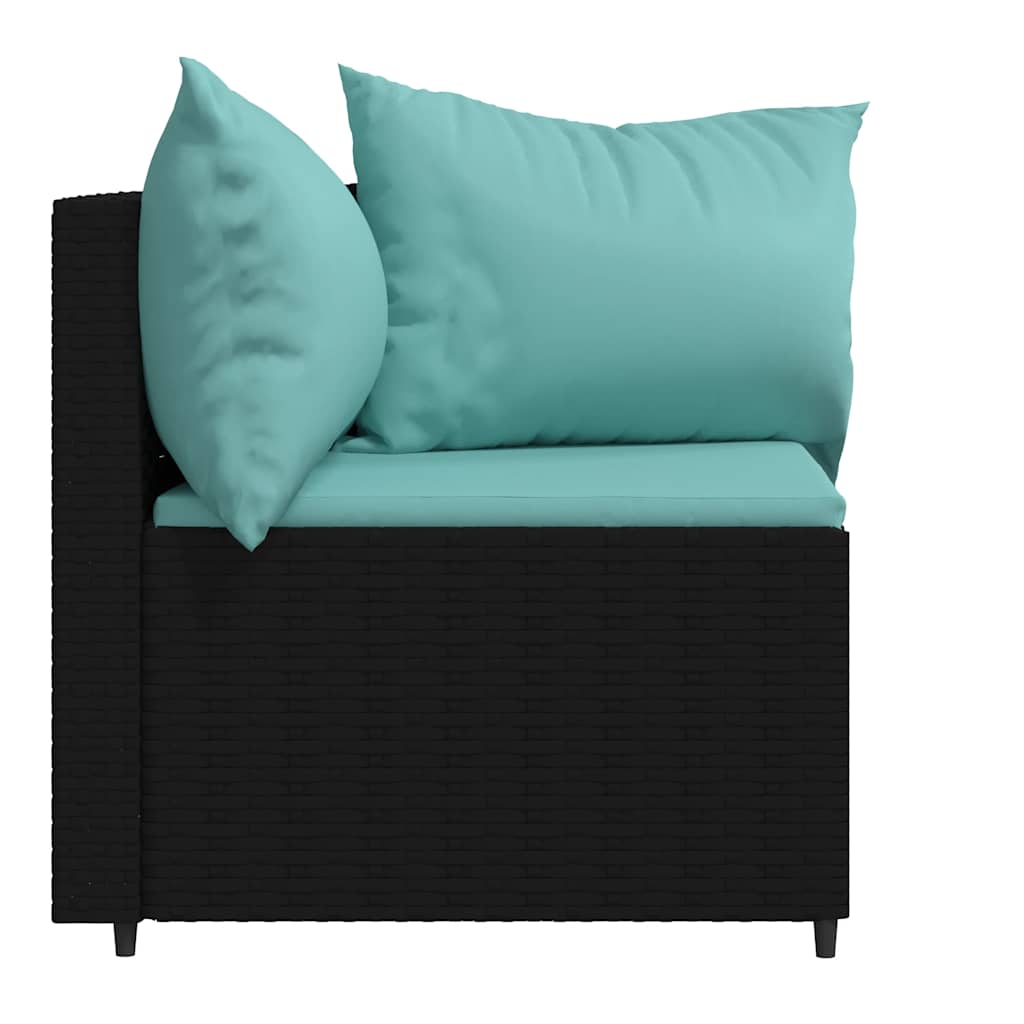 hjørnemoduler til havesofa 2 stk. med hynder polyrattan sort