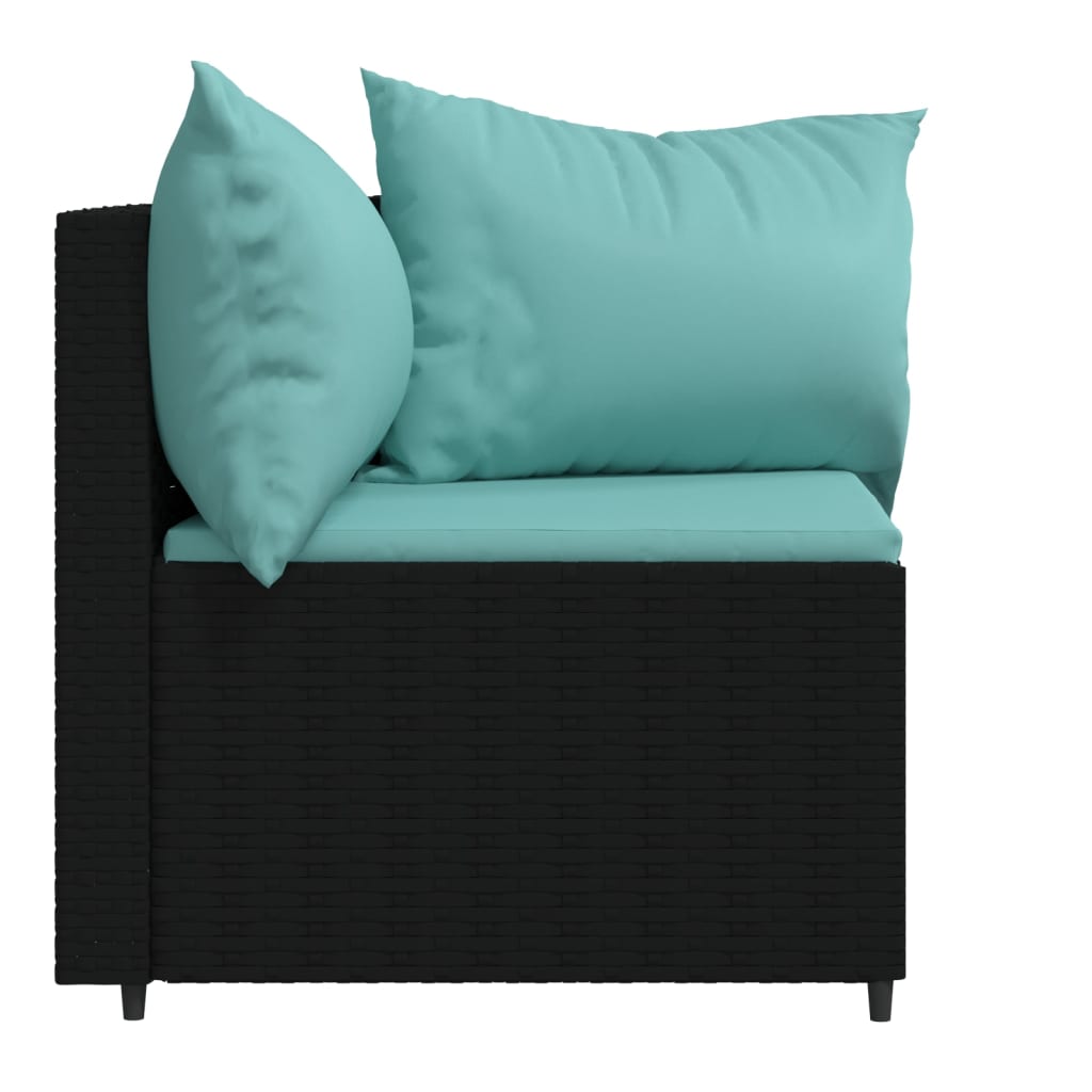 hjørnemoduler til havesofa 2 stk. med hynder polyrattan sort