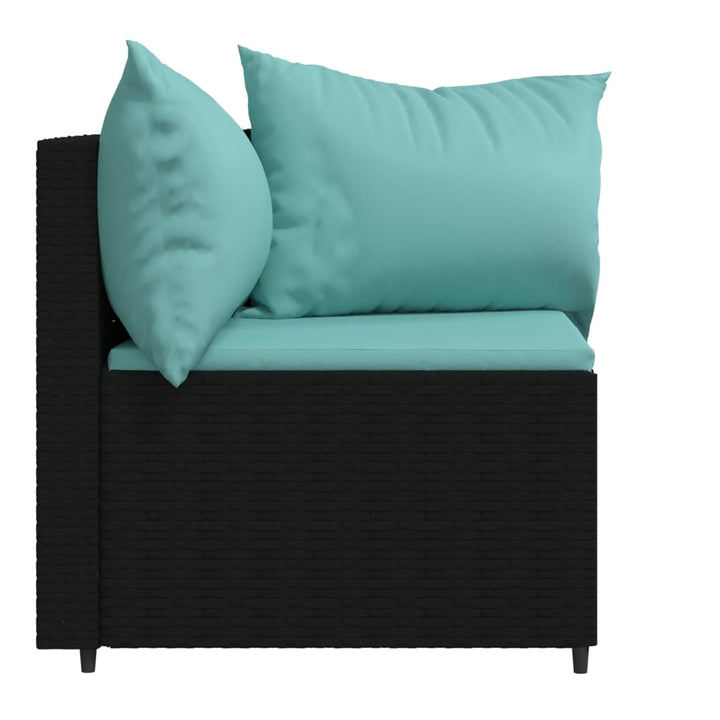 hjørnemoduler til havesofa 2 stk. med hynder polyrattan sort