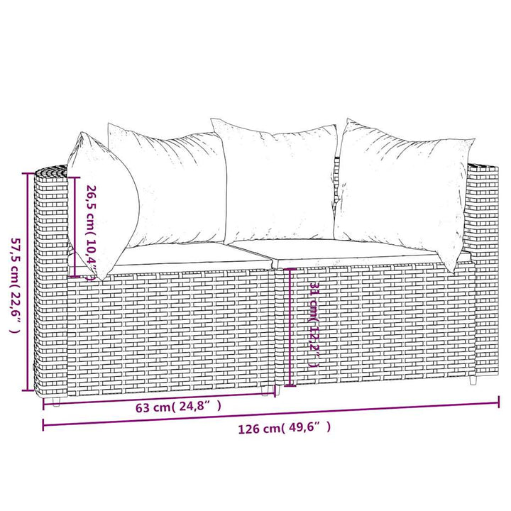hjørnemoduler til havesofa 2 stk. med hynder polyrattan sort