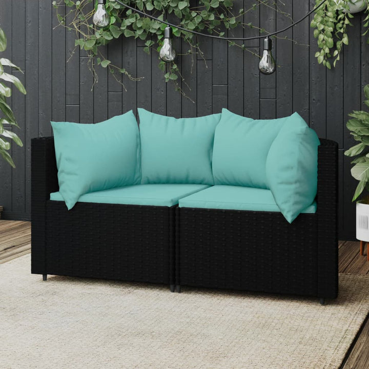 hjørnemoduler til havesofa 2 stk. med hynder polyrattan sort