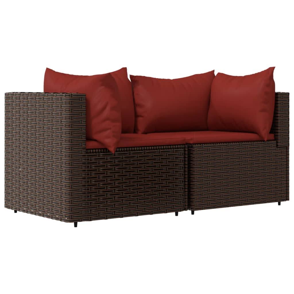 hjørnemoduler til havesofa 2 stk. med hynder polyrattan brun