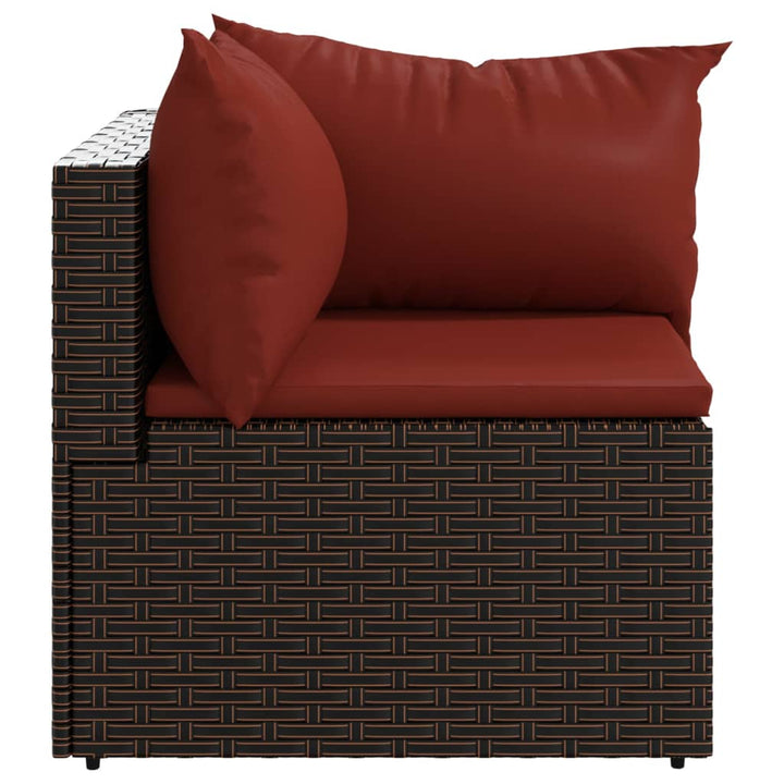 hjørnemoduler til havesofa 2 stk. med hynder polyrattan brun