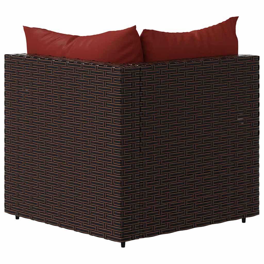 hjørnemoduler til havesofa 2 stk. med hynder polyrattan brun
