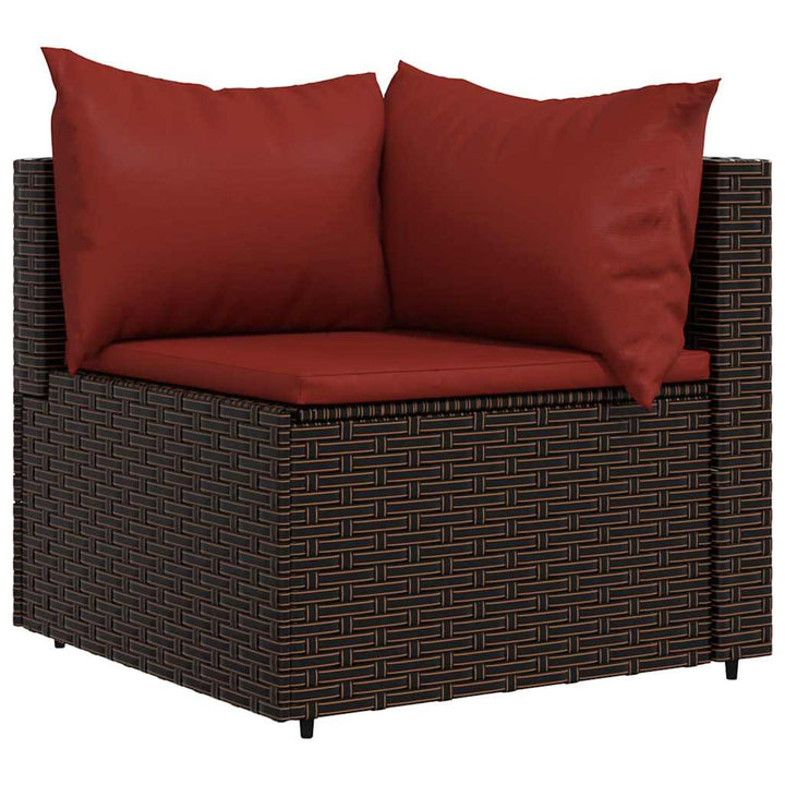 loungesæt til haven 3 dele med hynder polyrattan brun