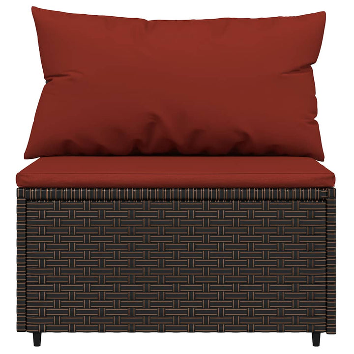 midtermoduler til havesofa 2 stk. med hynder polyrattan brun