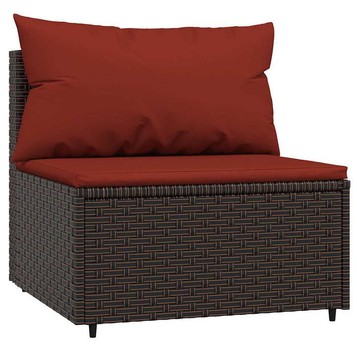 loungesæt til haven 3 dele med hynder polyrattan brun