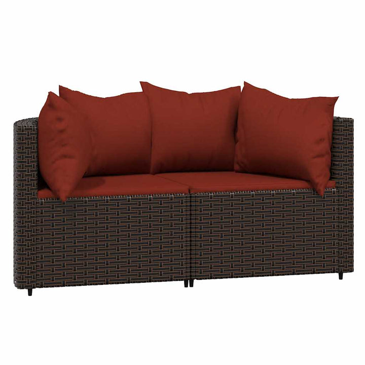 hjørnemoduler til havesofa 2 stk. med hynder polyrattan brun