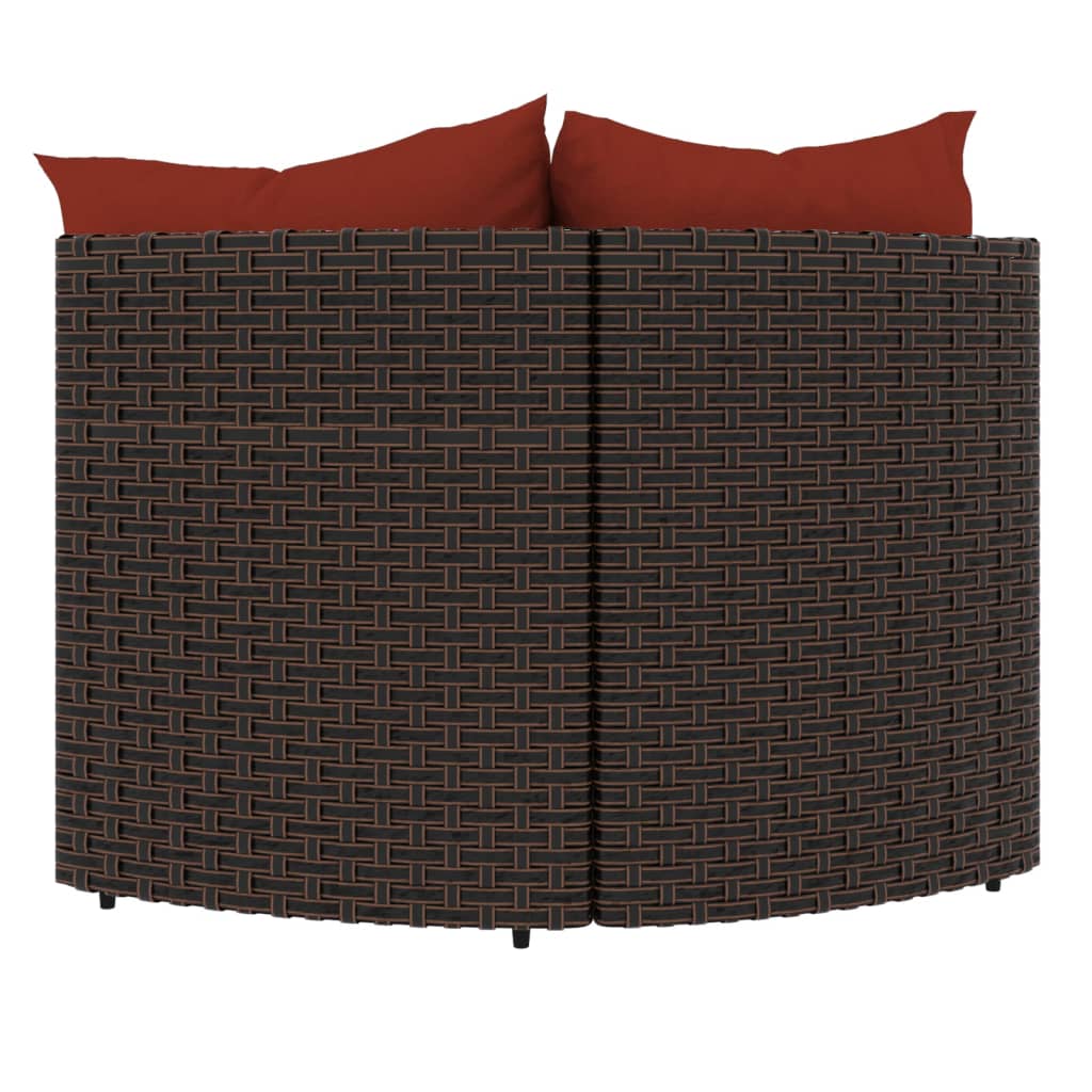 hjørnemoduler til havesofa 2 stk. med hynder polyrattan brun