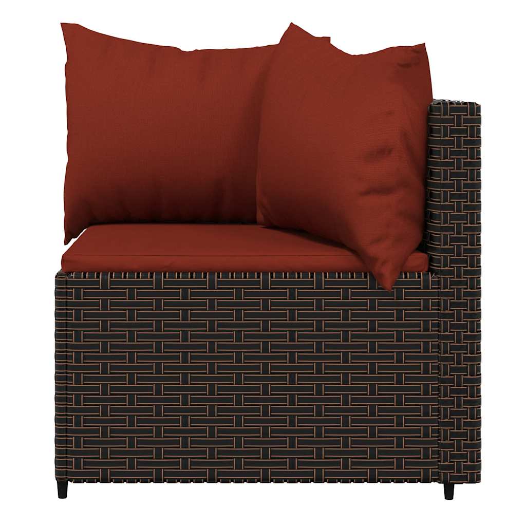 hjørnemoduler til havesofa 2 stk. med hynder polyrattan brun