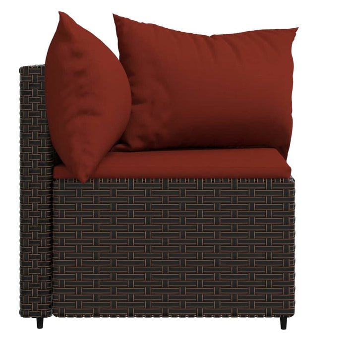 hjørnemoduler til havesofa 2 stk. med hynder polyrattan brun